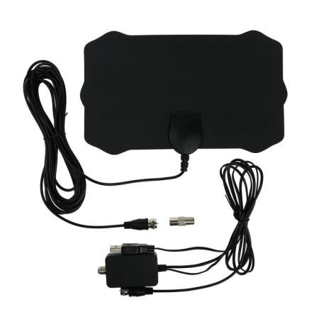 Antenna, indoor, active, with an amplifier, 5 V, 25 DBI, DVB-T2, digital, adhesive, black