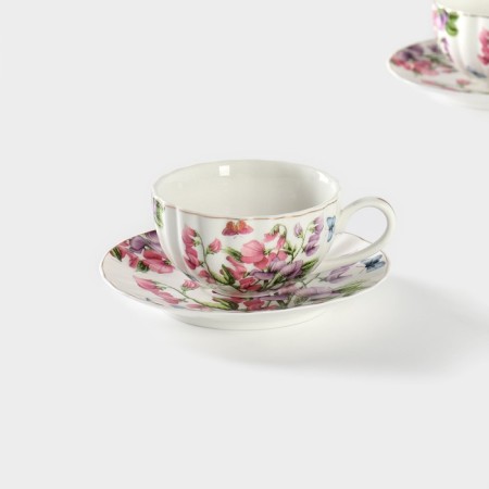 Set of tea ceramic shade "Bells", 4 items: a cup 250 ml, saucer d = 15 cm-2