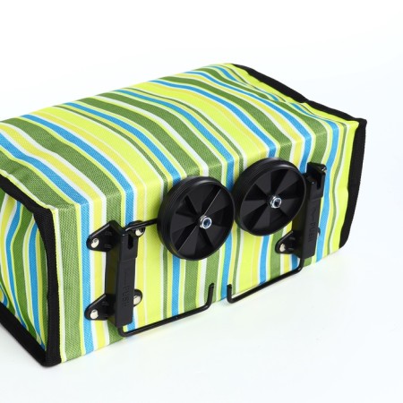 Folding bag on Velcro, 2 wheels, green color-4