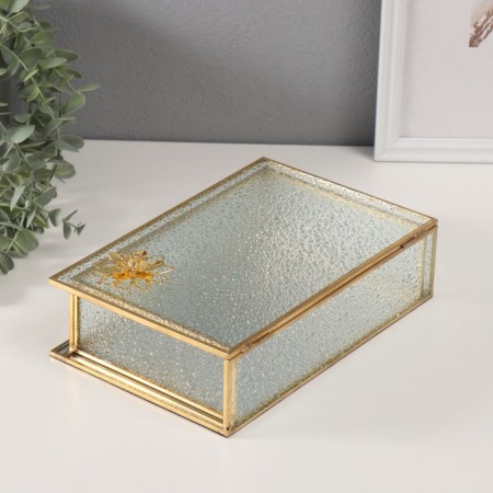 Casket glass with a metal frame "Lotus" Transparent ripples 16x24x7 cm-3