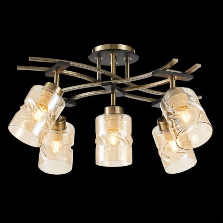 Ceiling chandelier Citilux "Merida" CL142154, 60x60x38 cm, 5x75W, E27, brown color-1