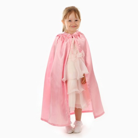 Carnival cloak, satin, pink color, length 85 cm-2