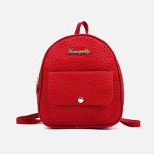 Mini-Ryukzak female made of artificial leather with lightning, 1 pocket, red color