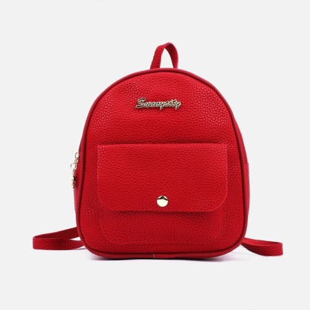 Mini-Ryukzak female made of artificial leather with lightning, 1 pocket, red color