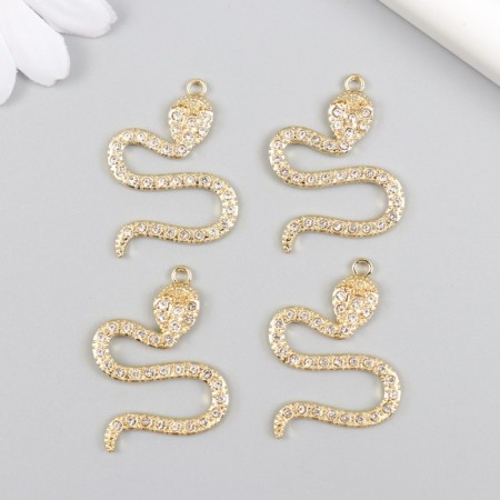 Decor for creativity metal, rhinestones "cobra" gold 0.4x2.7x3.6 cm-2