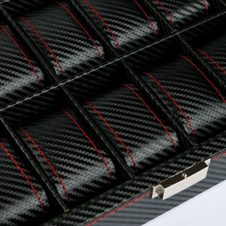 The casket to the leatherette to the clock 10 "Carbon with a red line" 8x28x21 cm-3