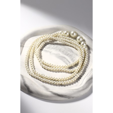 Beads "Pearls" Knot, ball No. 2,6,8,10, Milk color, l = 60 cm-1