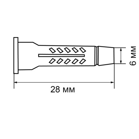 Dowel "Rice tox" 4 BS-K, universal, polyethylene, 6x28 mm, 1000 pcs-4