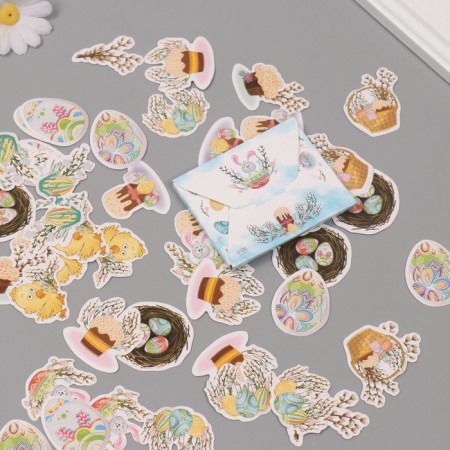 Stickers for creativity "Feast of Light Easter" embossing gold set 48 pcs 9x7x0.8 cm-6