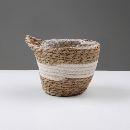 Kashpo wicker "Tanzania" with a pen, 15.5x15.5x13.5 cm, natural, white
