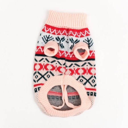 Sweater knitted with ornaments, size L (DS 26, OG 32-42, Osh 22-32 cm), beige-5