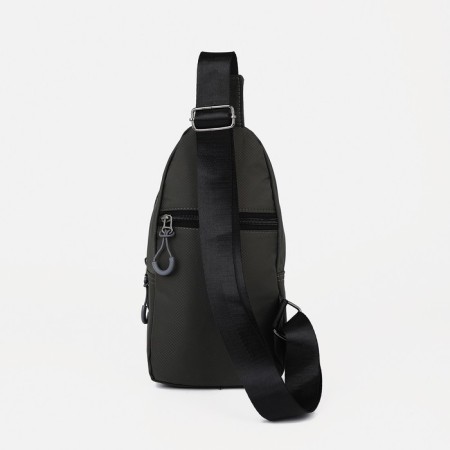 Male sling bag from textiles, headphones, green color-3