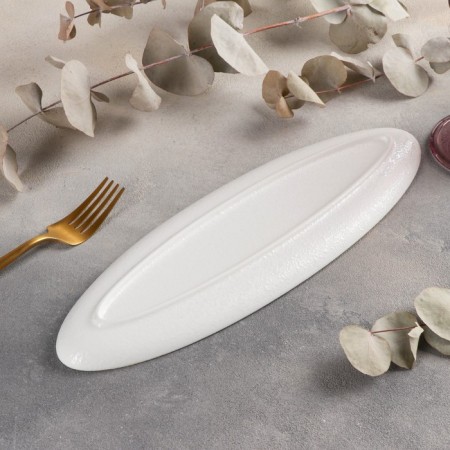 Ceramic dish for serving "gravity", 32.5 × 10 cm, beige color-2