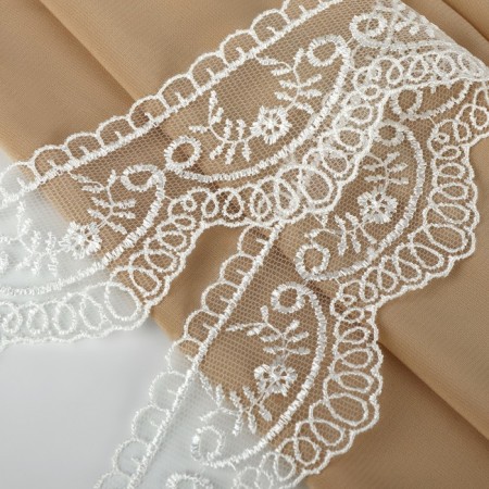 Lace on a grid, 50 mm × 11 ± 1 m, ivory color-1