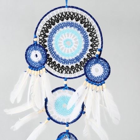 Dreams of Dreams from the evil eye 5 rings "Nazar" with feathers 20x55 cm-3