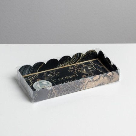 Box for confectionery with PVC lid "Snowflake", 10.5 x 21 x 3 cm, new year