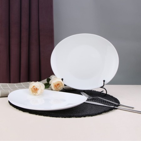 Dining plate Arya Home Ellipse, 6 pcs, d = 27 cm, white color-1