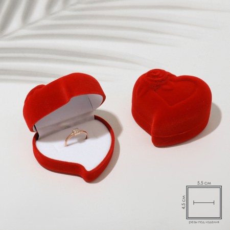 The case is velvet under the ring "Heart, Rose", 6 × 6, the color is red, the insert is white-1