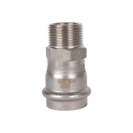 Adapter Rommer RSS-0021-002834, VPR-HR, D = 28 mm x 3/4 ", press, stainless steel