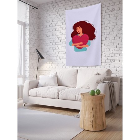 Decorative panel with photo printing "Hugging heart", vertical, size 150x200 cm