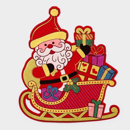 Decorative sticker "Grandfather Frost on the sled" 33.5x30 cm-1