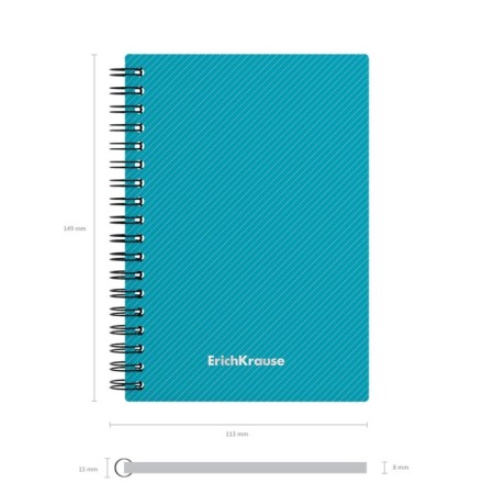 Notebook A6 (120 x 146 mm), 80 sheets in the cage on the crest Erichkrause "Glance Vivid", plastic cover, offset block, white 100%, mix-8