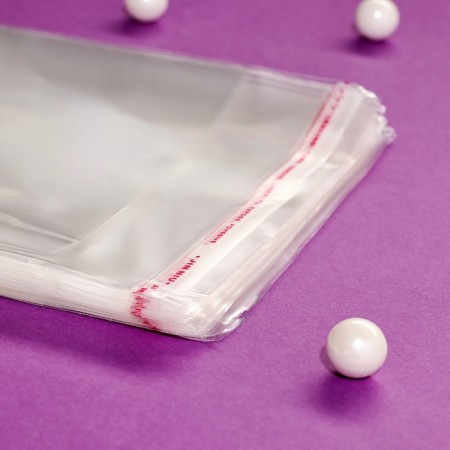 BOPP package with adhesive valve, transparent 14 x 20/4 cm, 25 μm-5
