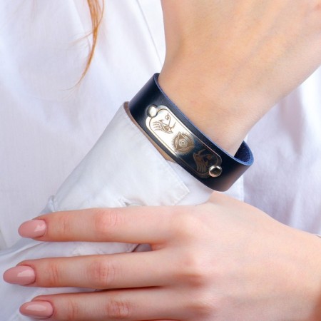 Anti-Glaz Bracelet, genuine leather, steel-1