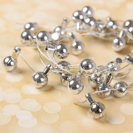 Miniature puppet "garland - ball" length 1 meter, toy: 1.5 × 0.8 cm, silver color-2