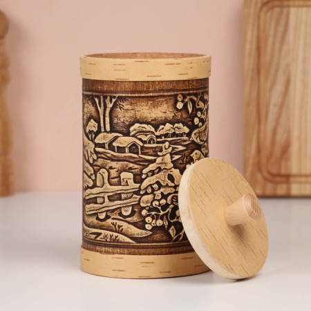 TUES "Winter Village", 9.5x10.5 cm, 1 l, birch bark-2