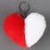 Soft toy "heart" halves, on a key fob, 10 cm, white-red color