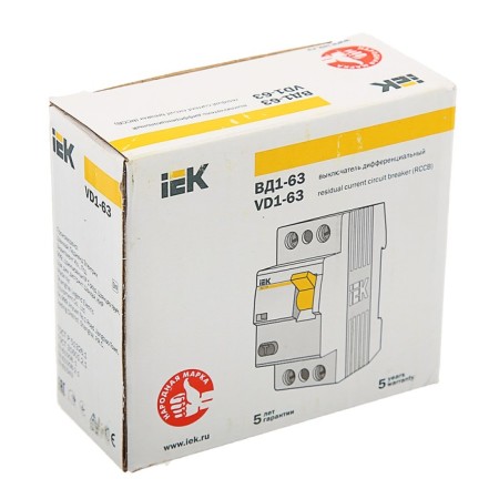 Differential machine IEK, VD1-63, 2P, 25 A, characteristics C, 30 mA, 4.5 KA, MDV10-2-025 37425-3