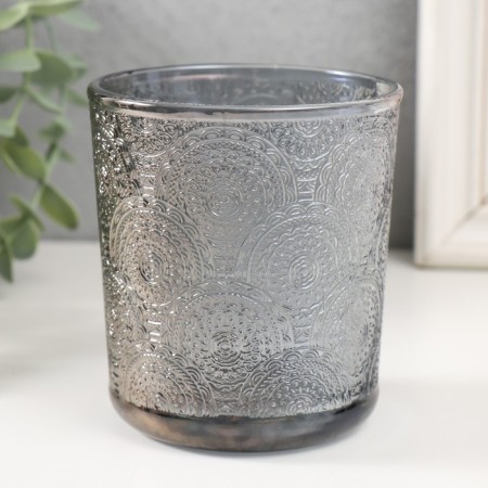 Bank for candles "SISTE" transparent black 350 ml 8.5x8.5x10 cm-1