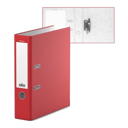 A4, 70 mm, Erichkrause, Standard, Bumvinyl, with label on the spine, lower metal knant, red
