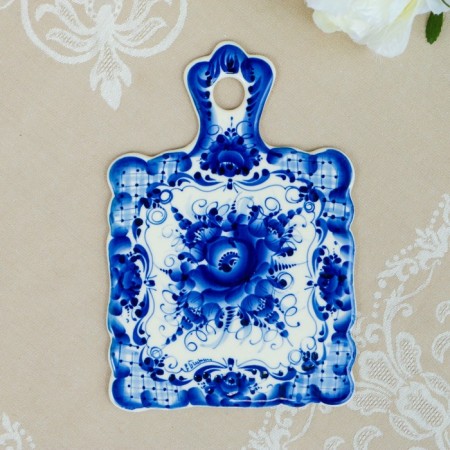Cheese board, gzhel, porcelain, 26x17 cm-1