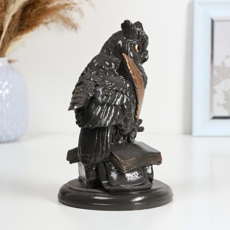Pigger "Owl on the book" Gray bronze, 21cm-3