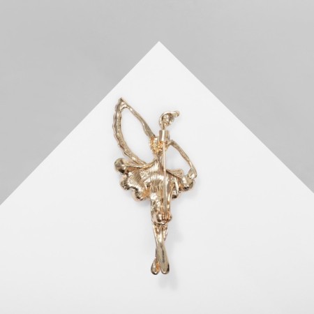 Brooch "Ballerina" with a ribbon, white color in gold-1