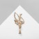 Brooch "Ballerina" with a ribbon, white color in gold