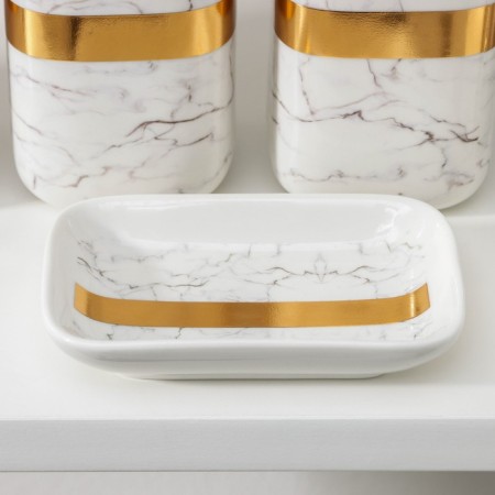 A set of accessories for the bathroom "Kohang", 4 items (soap dish, soap dispenser, 2 glasses), white color-1