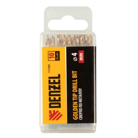 Denzel 717204, HSS-Tin, Golden Tip, 10 pieces, 4 mm-4