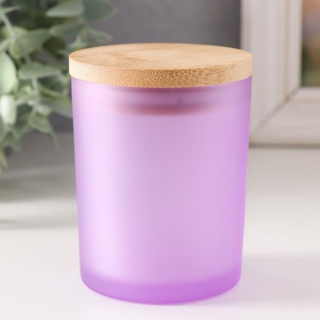 Bank for candles glass with a lid "Lilac semi -meter" 220 ml 7x7x8.4 cm