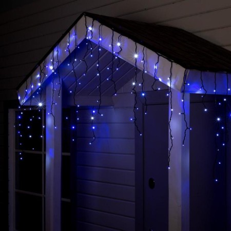 Garland "fringe" 4 × 0.6 m, IP44, dark thread, 180 LED, white-blue glow, flashing, 220 V