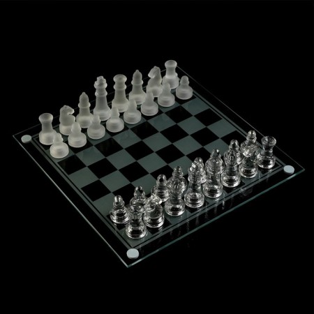 Glass chess, King 6 x 2 cm, paw 3 x 2 cm, board 24 x 24 cm-4