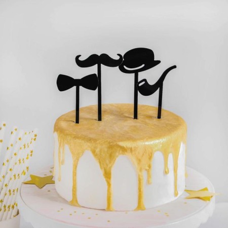 A set of toppers for the Cake "Gentleman", 4 pcs, black color