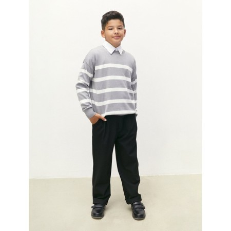 Sweater Knitted Children's Amarobaby Strip, Height 140 cm, Gray Color-12