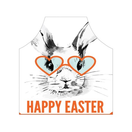 Apron kitchen with a photo print "Easter hare with glasses", adjustable, size OS-2