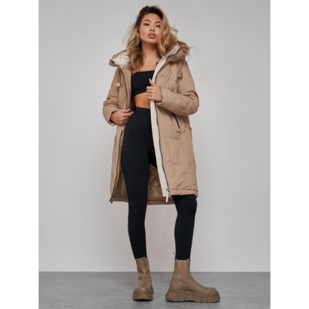 Coat insulated winter female, size 50, beige color-21