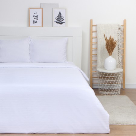 Lovelife bedding set White Lines 143*215cm-2 pcs, 230*240cm, 50*70cm-2 pcs, Straip-Satin, 100%p/e