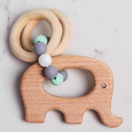 Gift set: Holder for a nipple-dummy and a “Elephant“ Elephant ”, Mum & Baby-5