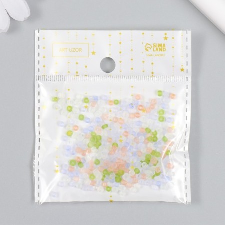 Glass 8/0 "Matte translucent. Melange Summer" 10 g-4